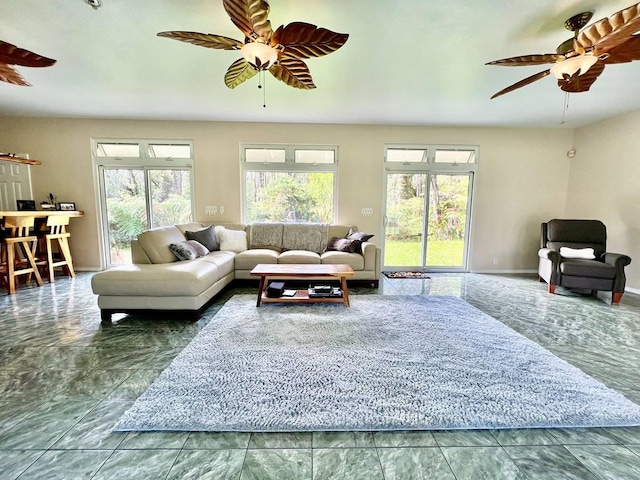 11-2920 S Apele Rd, Mountain View, HI 96771 - living room with a ceiling fan and healthy amount of natural light