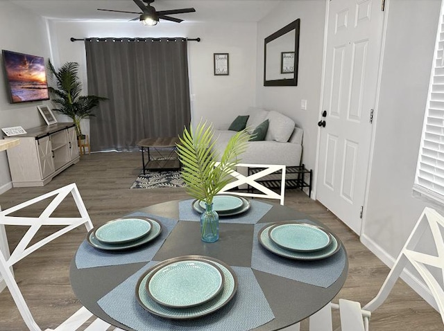 68-3831 Lua Kula St Unit H202, Waikoloa, HI 96738 - dining space with wood finished floors and ceiling fan