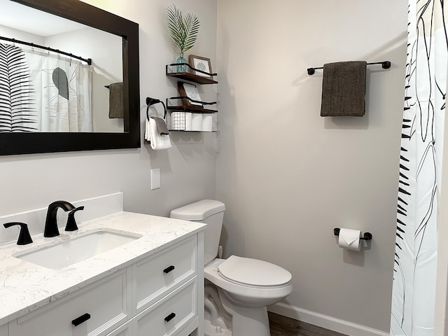 68-3831 Lua Kula St Unit H202, Waikoloa, HI 96738 - bathroom with vanity, wood finished floors, and a shower with shower curtain