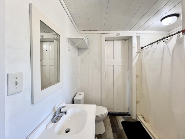 94-6347 Makai St, Naalehu, HI 96772 - full bathroom featuring a stall shower, wood finished floors, wood ceiling, and vanity