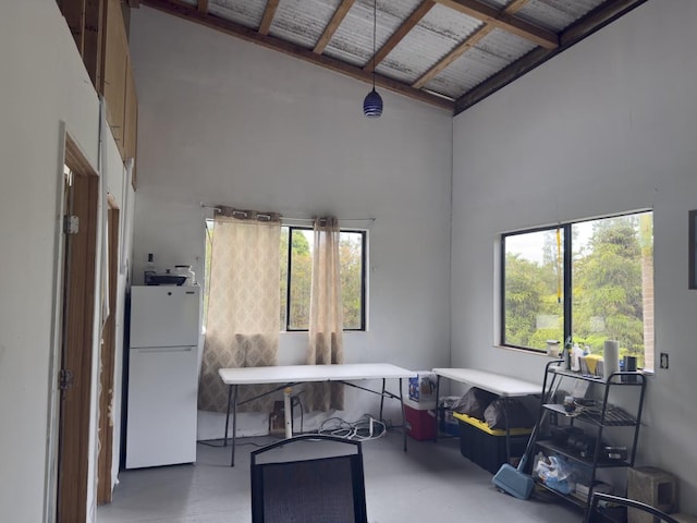 11-1834 Kolea St, Mountain View, HI 96771 - miscellaneous room with high vaulted ceiling, finished concrete floors, and plenty of natural light