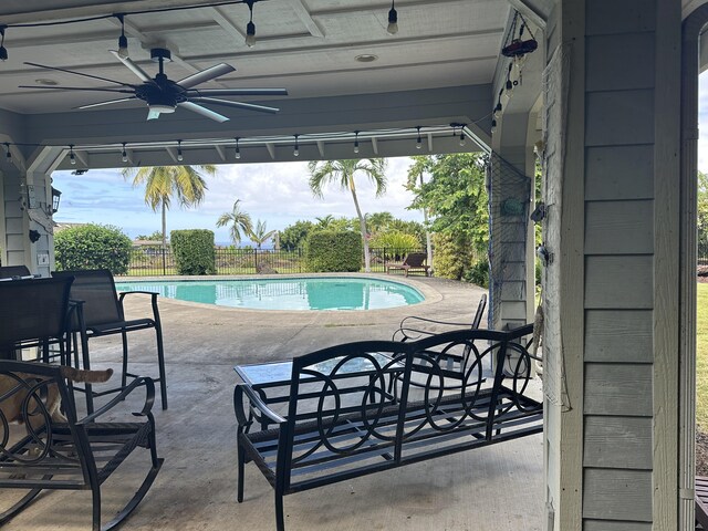 75-107 Kamilo Pl, Kailua-Kona, HI 96740 - view of swimming pool featuring ceiling fan and a patio area