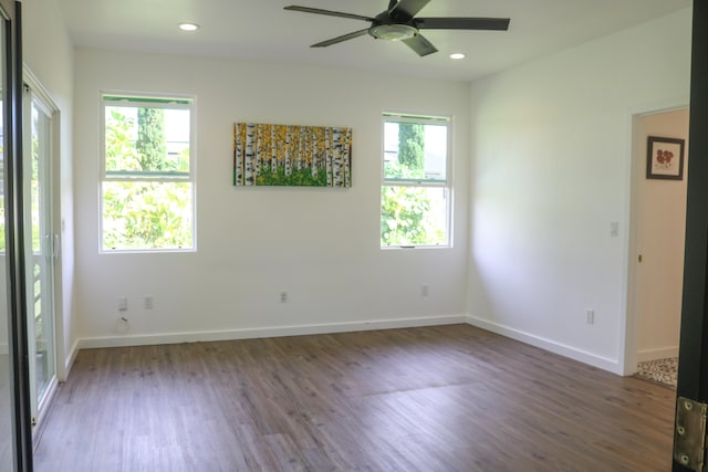 15-1393 29th Ave, Keaau, HI 96749 - spare room with a ceiling fan, wood finished floors, and recessed lighting