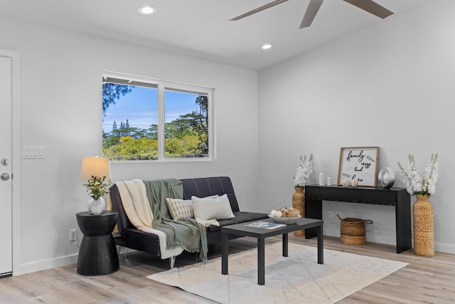 15-1698 5th Ave, Keaau, HI 96749 - living area featuring ceiling fan, wood finished floors, and recessed lighting
