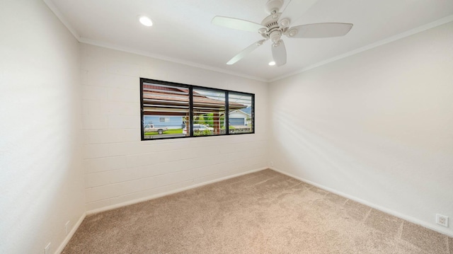 328 Molo St, Kapaa, HI 96746 - spare room with carpet floors, ornamental molding, recessed lighting, and ceiling fan