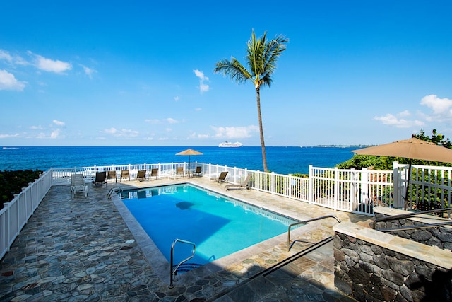 75-6008 Alii Dr Unit 219, Kailua-Kona, HI 96740 - community pool featuring a water view and a patio