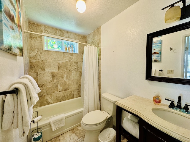 4523 Uku Lii Pl, Hanalei, HI 96714 - bathroom featuring vanity, shower / tub combo with curtain, and a textured ceiling
