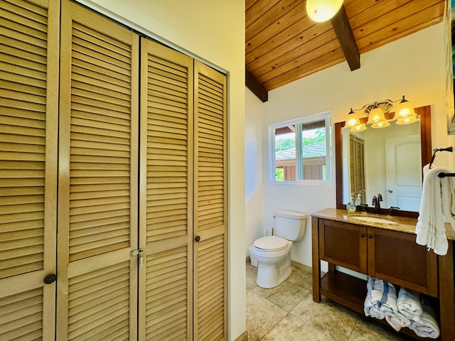 4523 Uku Lii Pl, Hanalei, HI 96714 - bathroom with a closet, wooden ceiling, vanity, and tile patterned floors