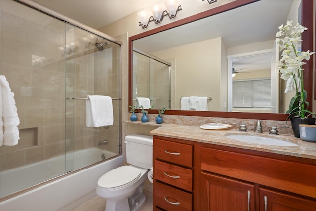 68-1122 Na Ala Hele Rd Unit E4, Kamuela, HI 96743 - bathroom with vanity, bath / shower combo with glass door, and ceiling fan