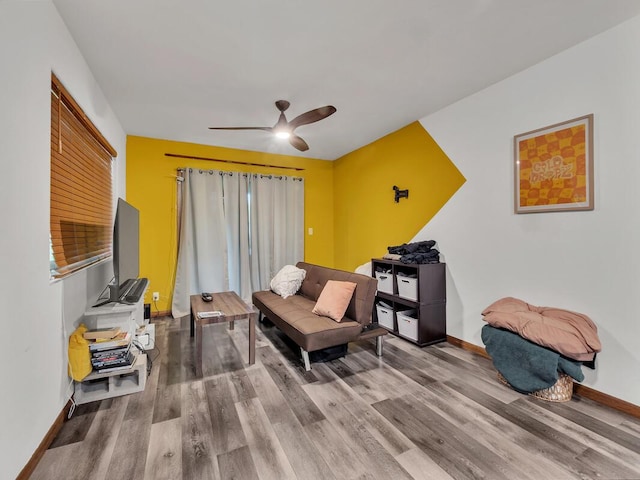 11-3057 Anuhea St, Volcano, HI 96785 - living area with wood finished floors and a ceiling fan