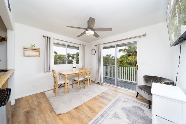 17-436 Ipuaiwaha St, Keaau, HI 96749 - dining space with a ceiling fan, light wood finished floors, and healthy amount of natural light