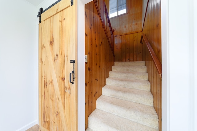 17-436 Ipuaiwaha St, Keaau, HI 96749 - stairs with a barn door and wood walls