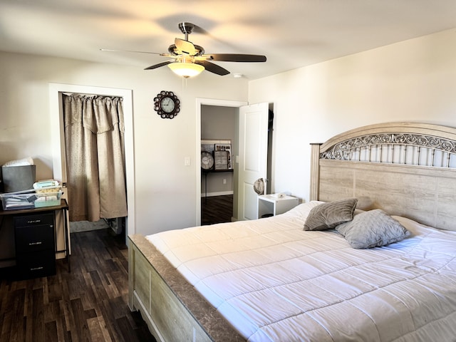 68-3521 Makuahine St, Waikoloa, HI 96738 - bedroom with dark wood-style flooring and ceiling fan
