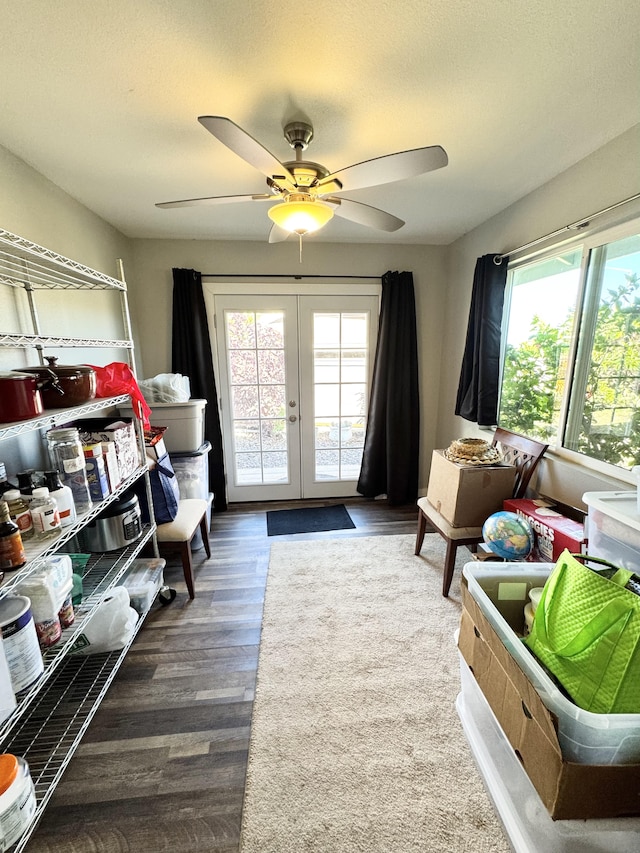 68-3521 Makuahine St, Waikoloa, HI 96738 - bedroom with access to exterior, multiple windows, wood finished floors, and french doors