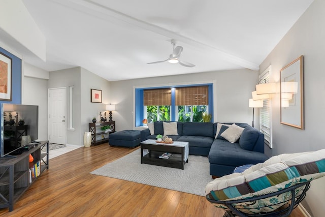 68-1740 Akaula St, Waikoloa, HI 96738 - living room with wood finished floors and a ceiling fan