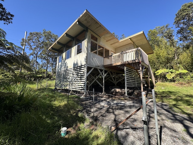 11-3135 Alii Kane St, Volcano, HI 96785 - rear view of property with a deck and stairs
