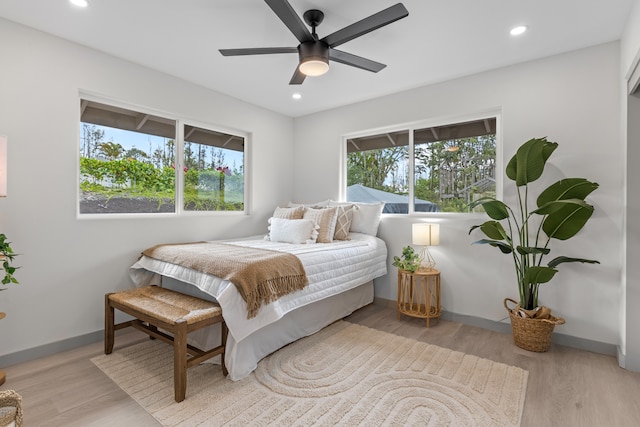 16-2110 Tangerine Dr, Pahoa, HI 96778 - bedroom with wood finished floors, recessed lighting, and a ceiling fan