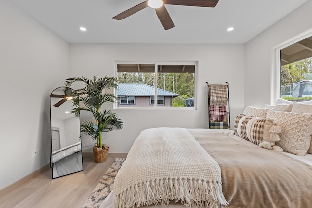 16-2110 Tangerine Dr, Pahoa, HI 96778 - bedroom featuring wood finished floors, recessed lighting, and ceiling fan