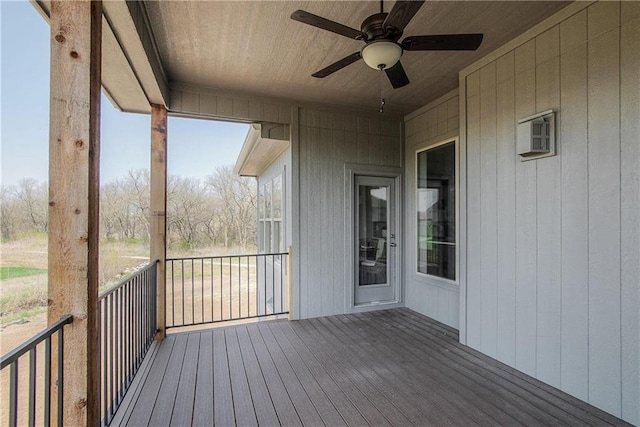 wooden terrace with ceiling fan