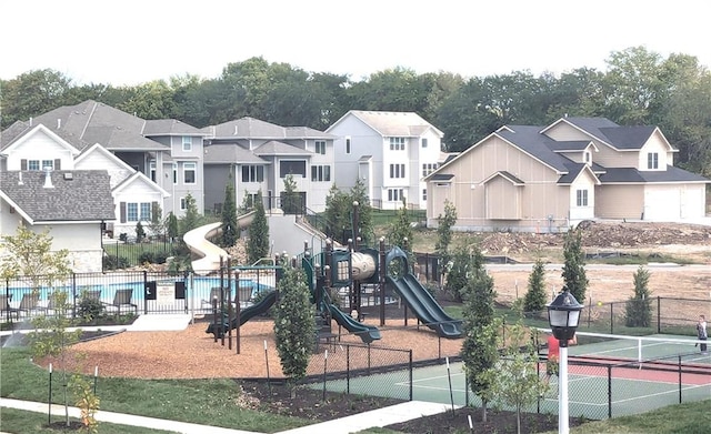 view of play area with tennis court