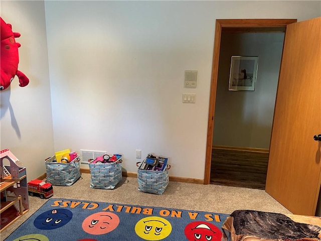 game room featuring carpet floors