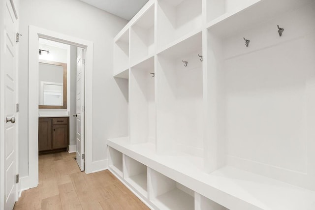 mudroom featuring light hardwood / wood-style floors