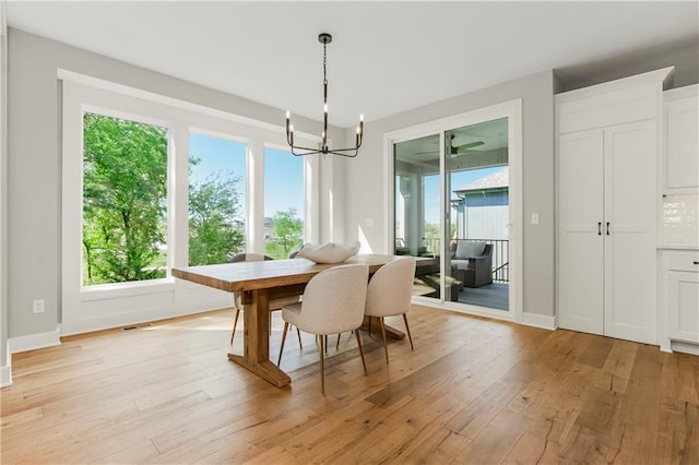 25025 W 92nd St, Lenexa, KS 66227 - dining space featuring a chandelier, baseboards, visible vents, and light wood-style floors