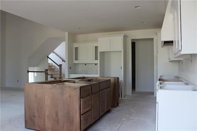 kitchen with white cabinets