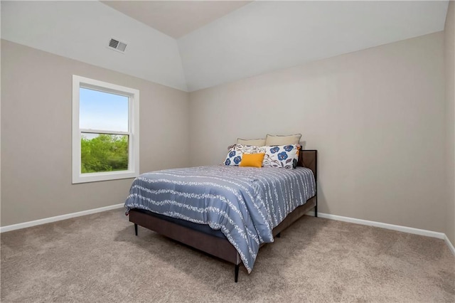 16388 S Brougham Dr, Olathe, KS 66062 - carpeted bedroom featuring baseboards, visible vents, and vaulted ceiling
