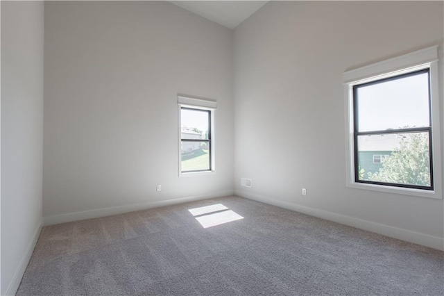 spare room featuring carpet and plenty of natural light