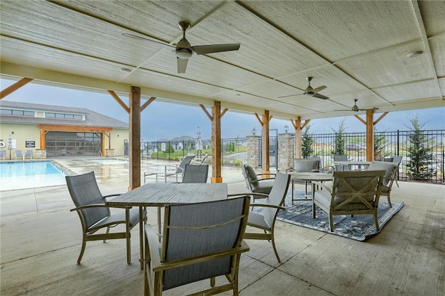 view of patio / terrace with ceiling fan