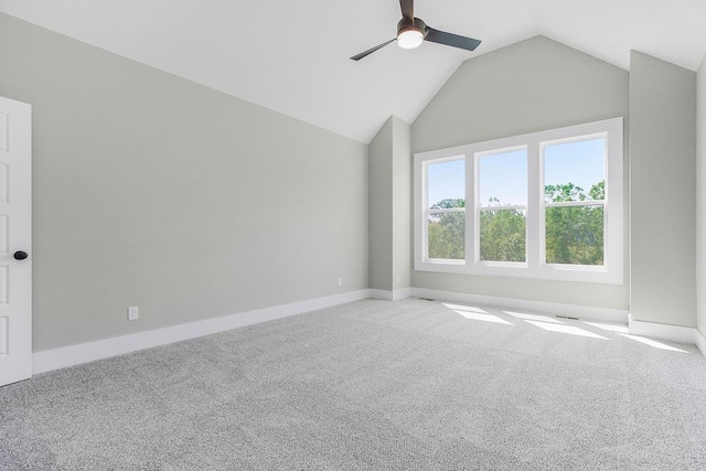 23217 W 124th Pl, Olathe, KS 66061 - spare room featuring ceiling fan, carpet, and lofted ceiling