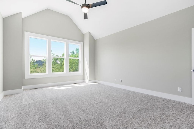 23217 W 124th Pl, Olathe, KS 66061 - empty room featuring carpet flooring, lofted ceiling, and ceiling fan