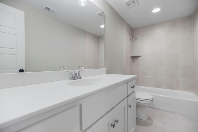 23217 W 124th Pl, Olathe, KS 66061 - full bath with vanity,  shower combination, tile patterned floors, and recessed lighting