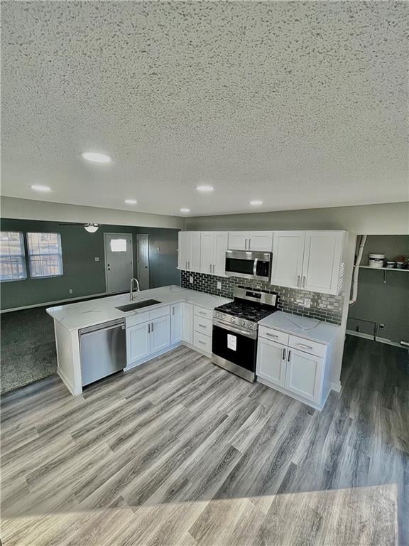 kitchen with white cabinetry, sink, and stainless steel appliances