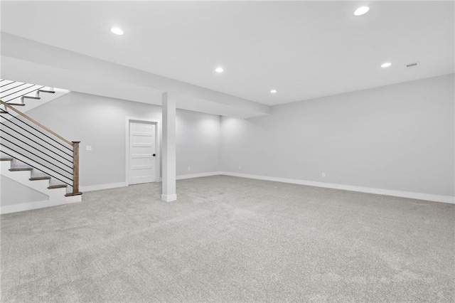 basement with carpet