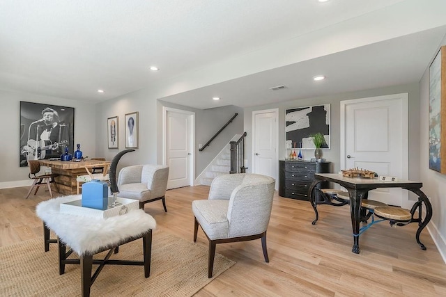 living room featuring light wood-type flooring