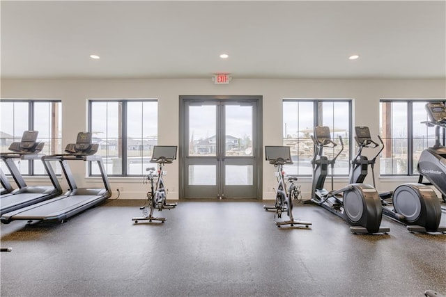 exercise room featuring a healthy amount of sunlight