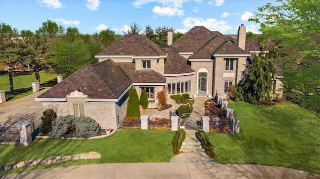 view of front of home with a front yard