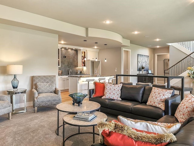 2908 NE 102nd St, Kansas City, MO 64155 - living room featuring light carpet