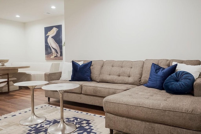 living room with hardwood / wood-style floors