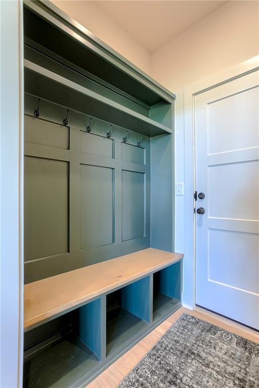 mudroom featuring hardwood / wood-style floors