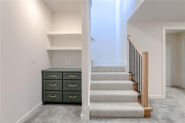 stairs with carpet flooring