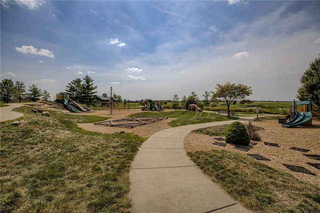 view of community with a playground