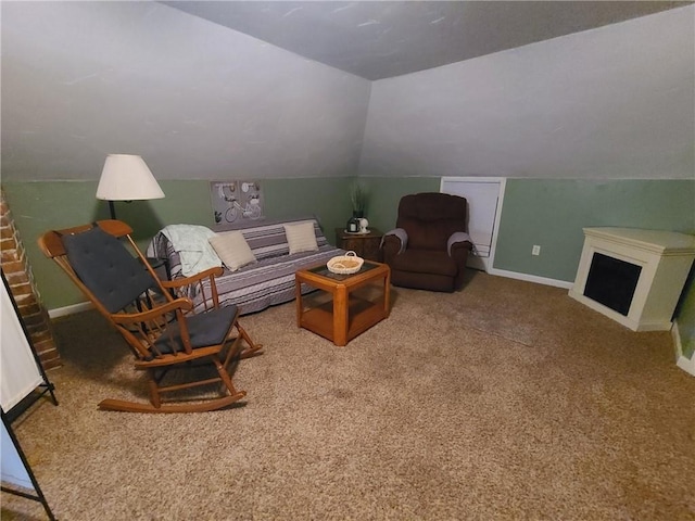 interior space featuring vaulted ceiling