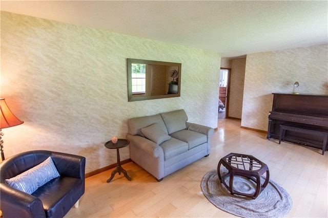 living room with light hardwood / wood-style flooring