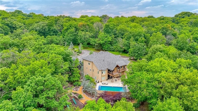 29800 E 65th St, Blue Springs, MO 64014 - view from above of property featuring a forest and a pool
