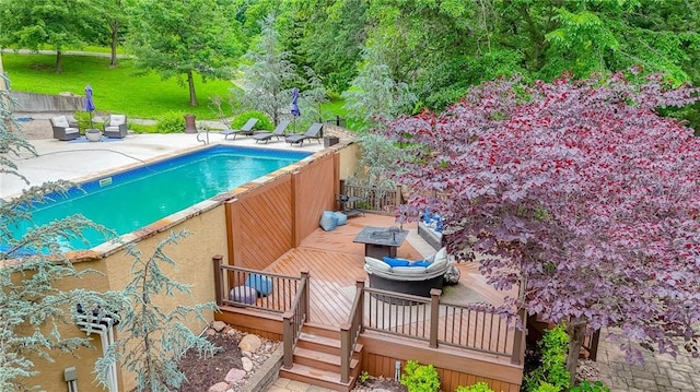 29800 E 65th St, Blue Springs, MO 64014 - outdoor pool featuring a deck, a patio, and a lawn