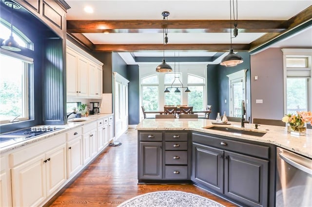 29800 E 65th St, Blue Springs, MO 64014 - kitchen featuring a sink, dishwasher, healthy amount of natural light, and beam ceiling