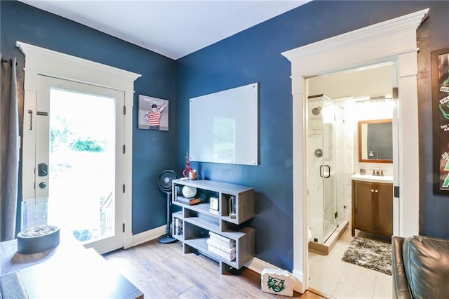 29800 E 65th St, Blue Springs, MO 64014 - entrance foyer with baseboards and wood finished floors